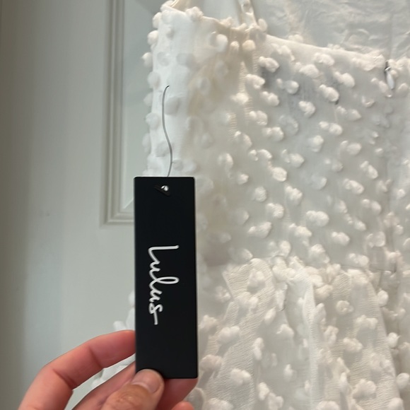 Lulus tiered pom pom midi dress, White, Size S - Picture 6 of 8